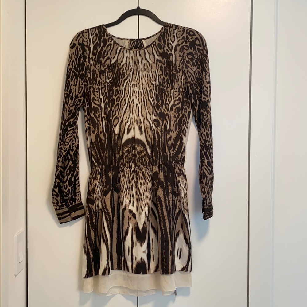 Bôbo Brazil Silk Animal Print Long Sleeve Dress